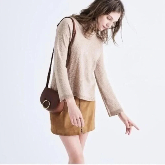 Madewell Light Brown Cinematheque Chevron Mock Neck Sweater XS - Picture 1 of 6